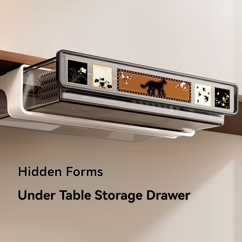 Vintage Under-Desk Drawer Organizer – Pull-Out Storage Box, Large