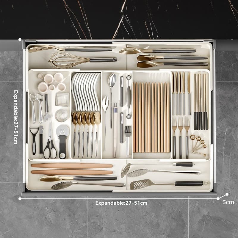 Retractable Kitchen Drawer Organizer – Cutlery & Utensil Storage Box
