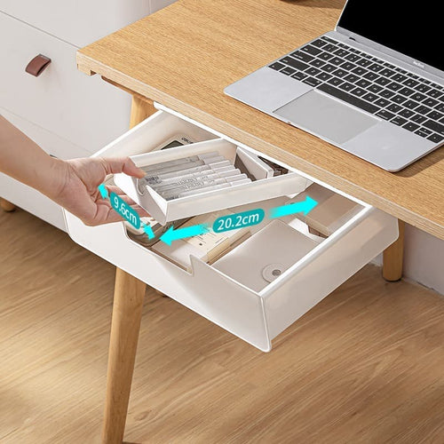 Under Desk Drawer Organizer – Double-Layer PP Storage Box, 8L