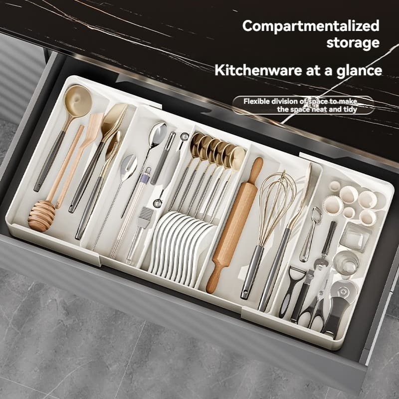 Retractable Kitchen Drawer Organizer – Cutlery & Utensil Storage Box