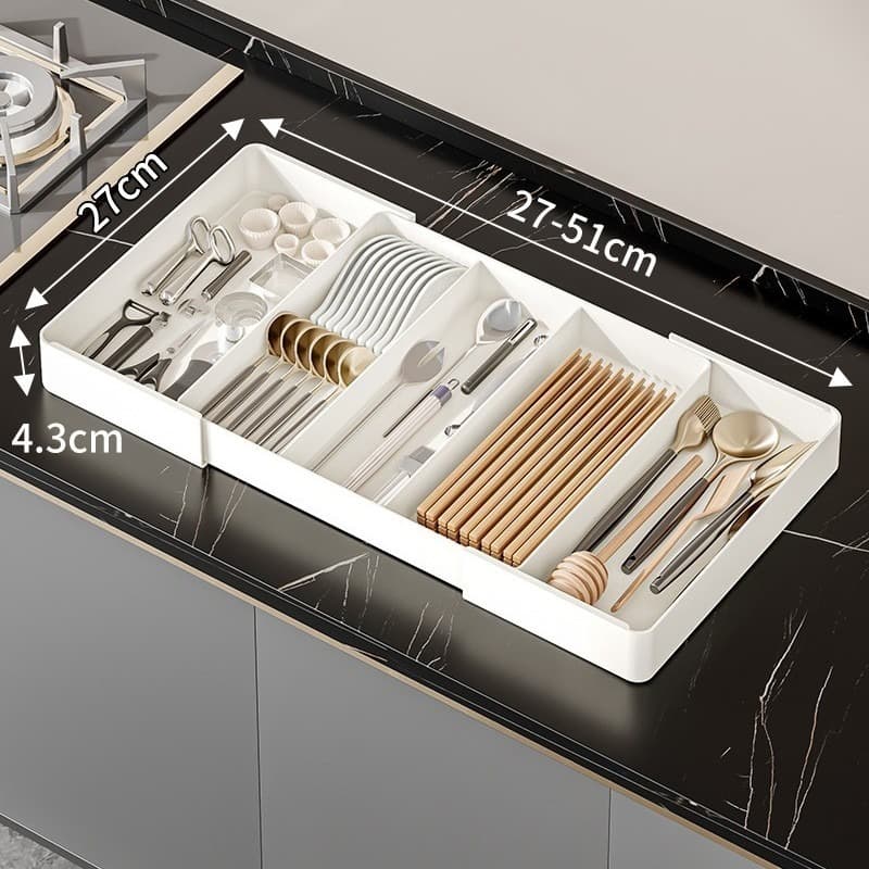 Retractable Kitchen Drawer Organizer – Cutlery & Utensil Storage Box