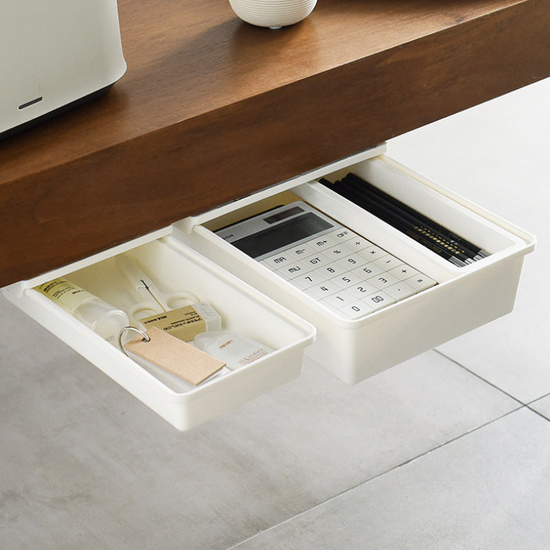Sticky Under-Desk Drawer Box – Hidden Storage Organizer, Multi-Size
