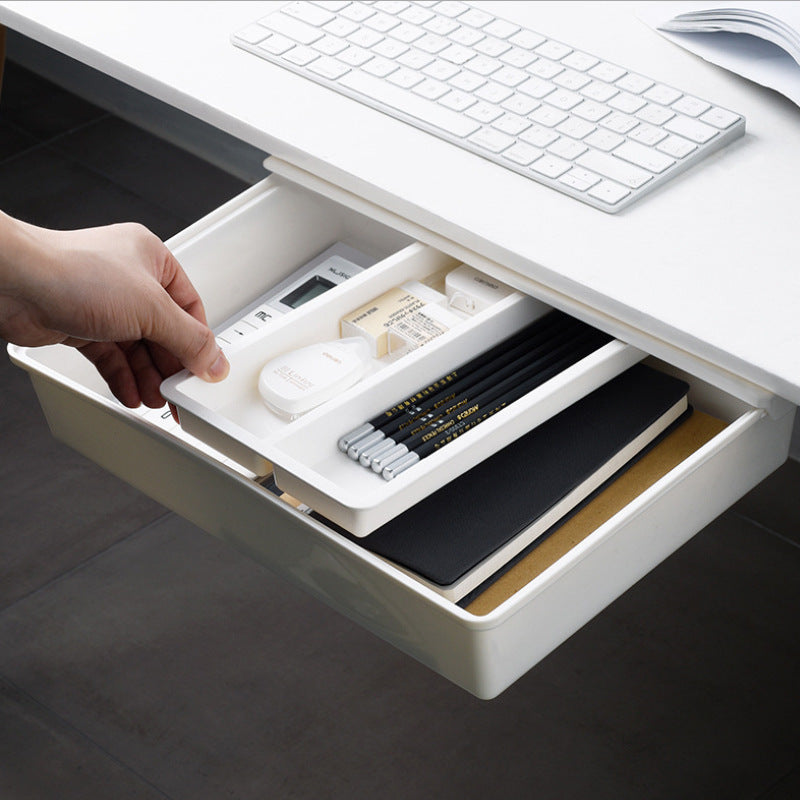 Sticky Under-Desk Drawer Box – Hidden Storage Organizer, Multi-Size